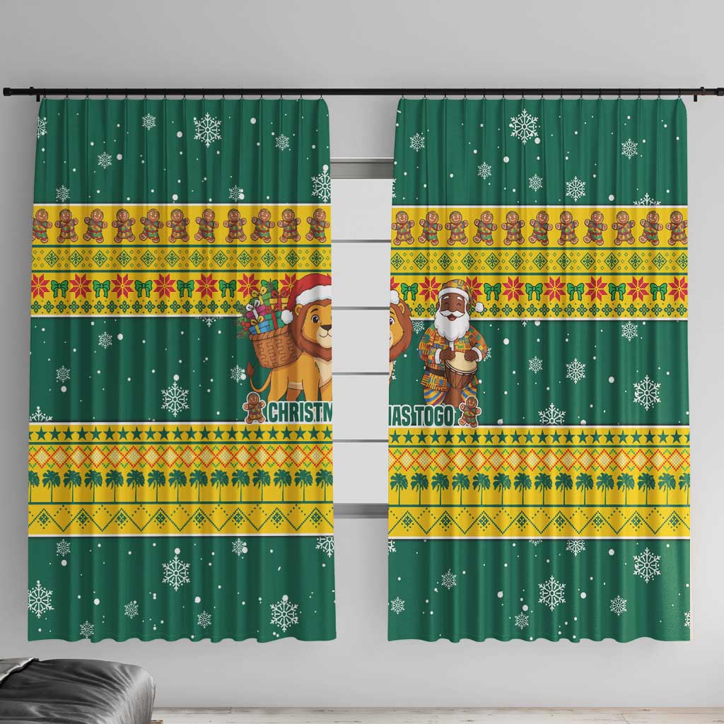 Togo Christmas Window Curtain with Santa Lion Drummer Gingerbread and National Emblem - Wonder Print Shop