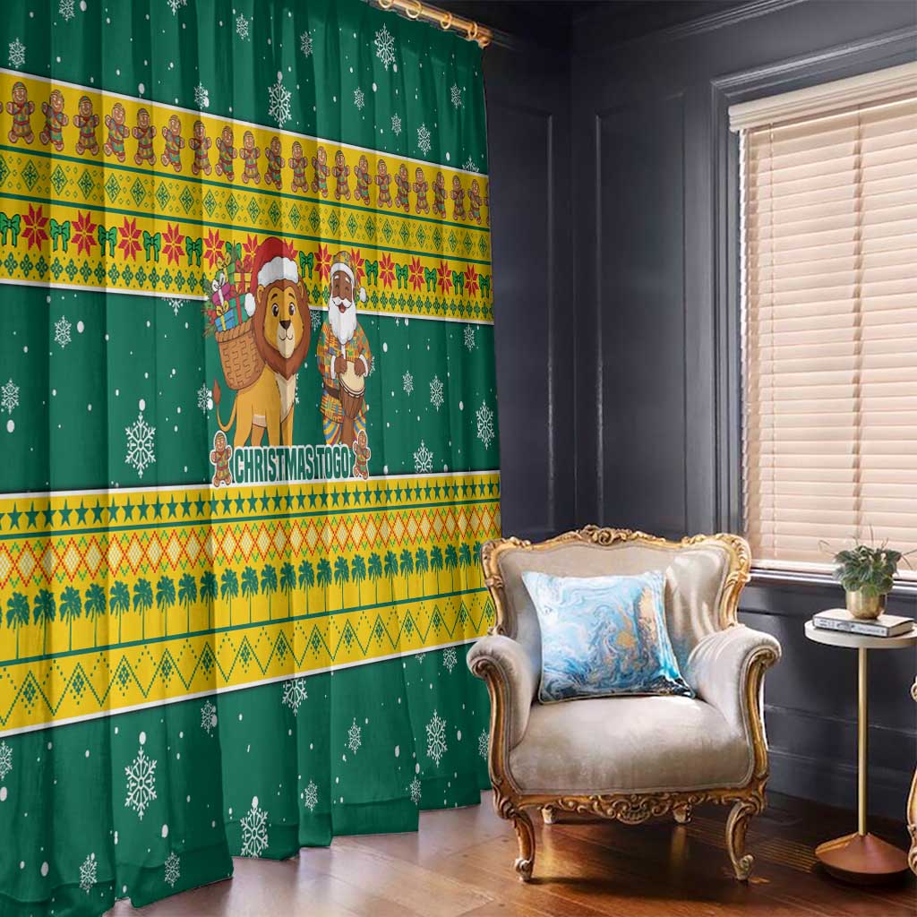 Togo Christmas Window Curtain with Santa Lion Drummer Gingerbread and National Emblem - Wonder Print Shop