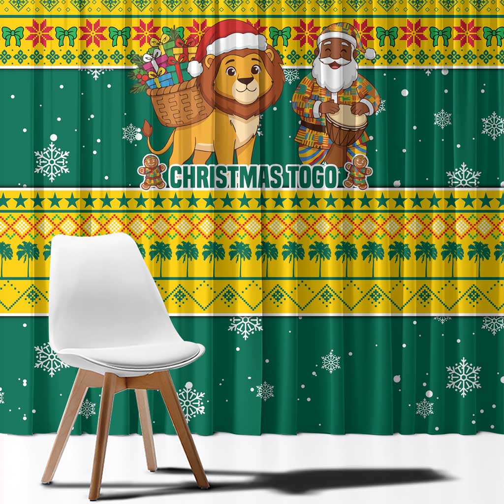 Togo Christmas Window Curtain with Santa Lion Drummer Gingerbread and National Emblem - Wonder Print Shop