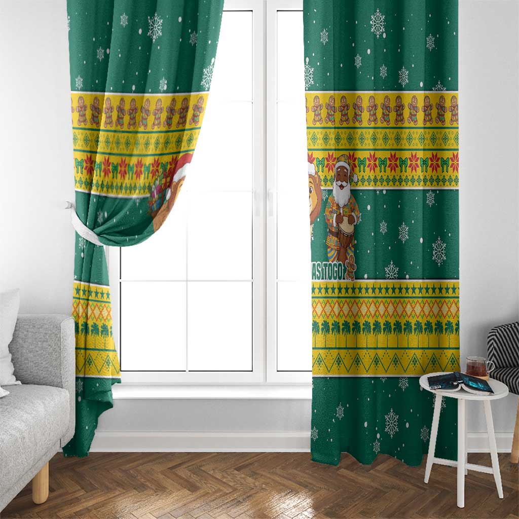 Togo Christmas Window Curtain with Santa Lion Drummer Gingerbread and National Emblem - Wonder Print Shop