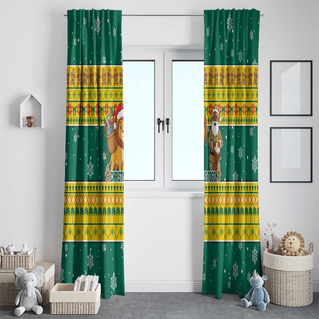 Togo Christmas Window Curtain with Santa Lion Drummer Gingerbread and National Emblem - Wonder Print Shop