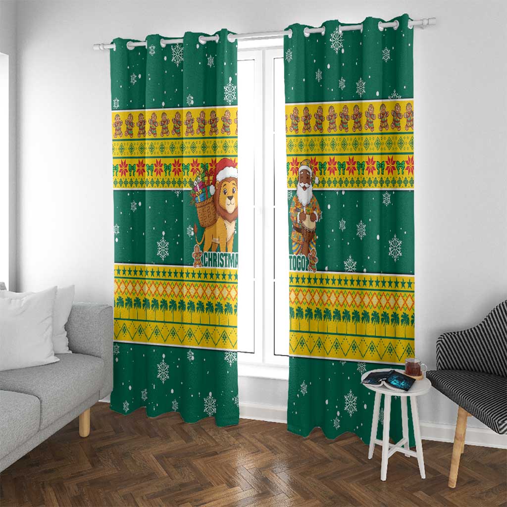 Togo Christmas Window Curtain with Santa Lion Drummer Gingerbread and National Emblem - Wonder Print Shop