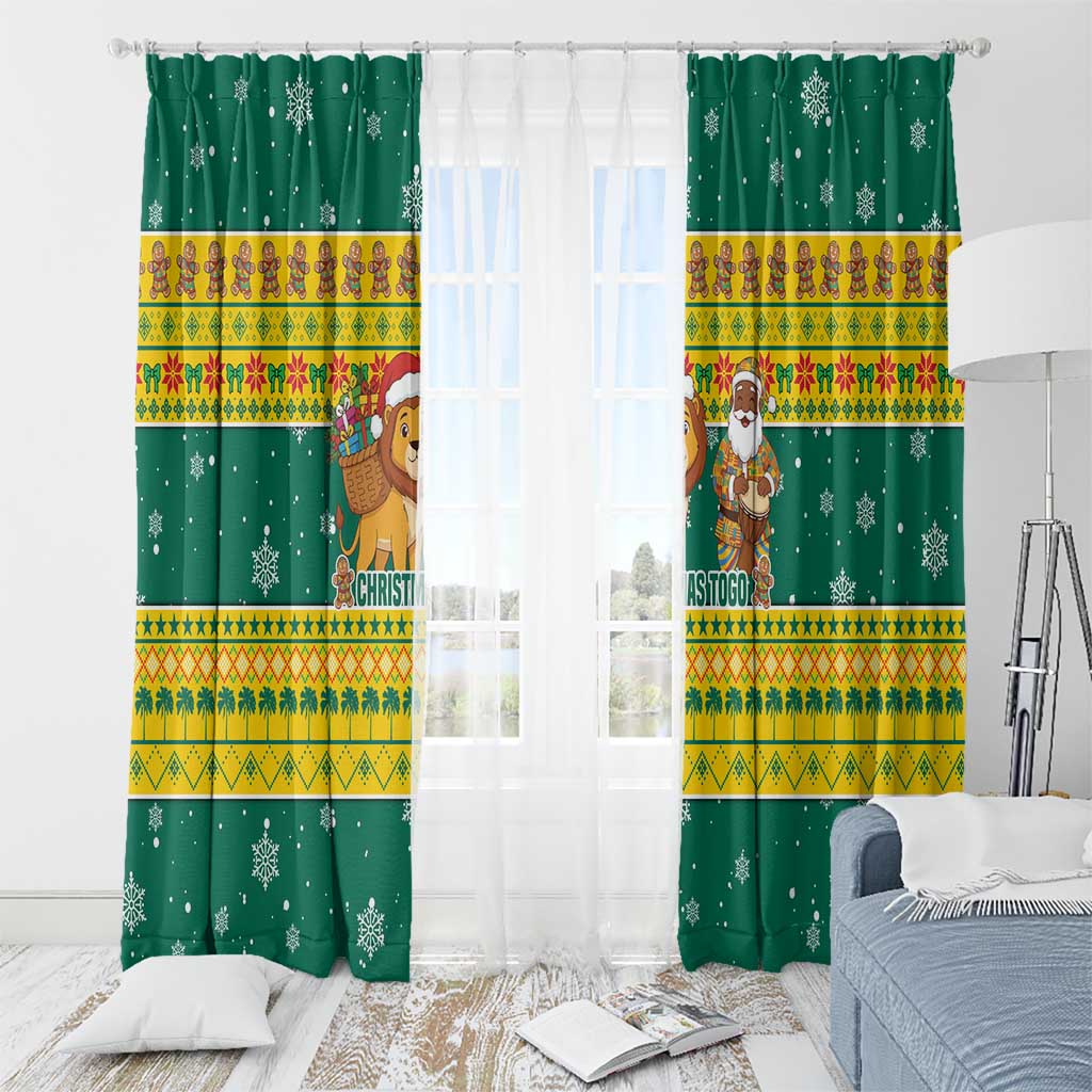 Togo Christmas Window Curtain with Santa Lion Drummer Gingerbread and National Emblem - Wonder Print Shop
