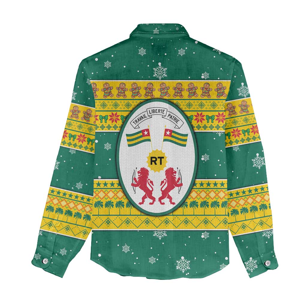 Togo Christmas Women Casual Shirt with Santa Lion Drummer Gingerbread and National Emblem - Wonder Print Shop