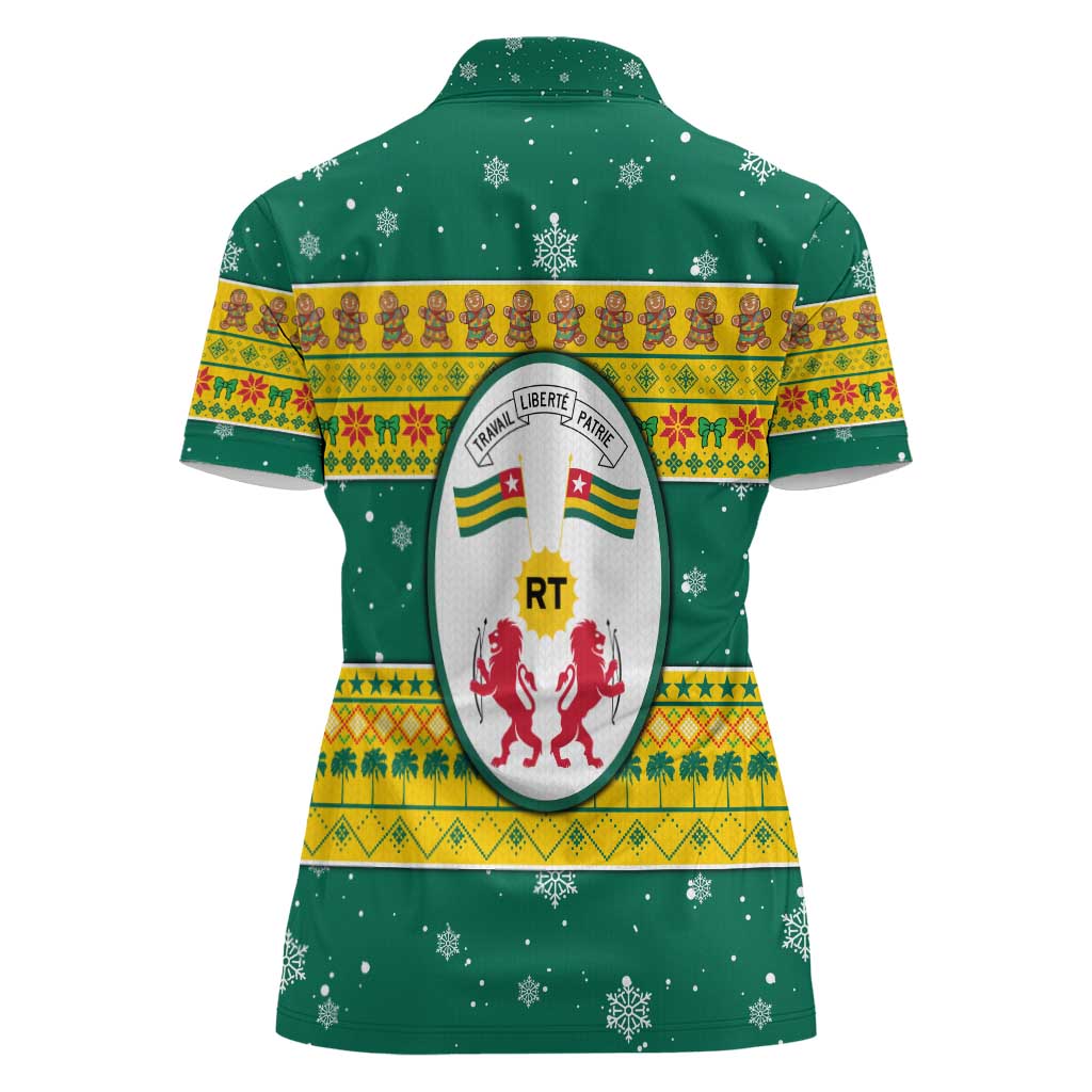 Togo Christmas Women Polo Shirt with Santa Lion Drummer Gingerbread and National Emblem - Wonder Print Shop
