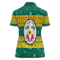 Togo Christmas Women Polo Shirt with Santa Lion Drummer Gingerbread and National Emblem - Wonder Print Shop