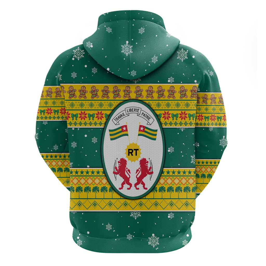 Togo Christmas Zip Hoodie with Santa Lion Drummer Gingerbread and National Emblem - Wonder Print Shop