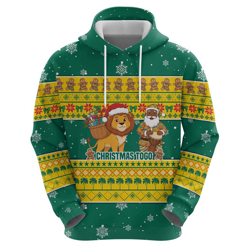 Togo Christmas Zip Hoodie with Santa Lion Drummer Gingerbread and National Emblem - Wonder Print Shop