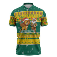 Togo Christmas Zipper Polo Shirt with Santa Lion Drummer Gingerbread and National Emblem - Wonder Print Shop
