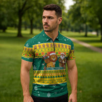 Togo Christmas Zipper Polo Shirt with Santa Lion Drummer Gingerbread and National Emblem - Wonder Print Shop