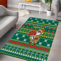 Togo Christmas Area Rug with Santa Poinsettia Flower Tree Gifts and African Print Pattern - Wonder Print Shop