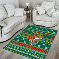 Togo Christmas Area Rug with Santa Poinsettia Flower Tree Gifts and African Print Pattern - Wonder Print Shop