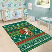 Togo Christmas Area Rug with Santa Poinsettia Flower Tree Gifts and African Print Pattern - Wonder Print Shop