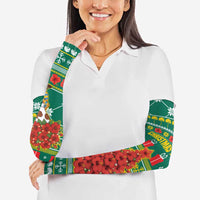 Togo Christmas Arm Sleeves with Santa Poinsettia Flower Tree Gifts and African Print Pattern - Wonder Print Shop