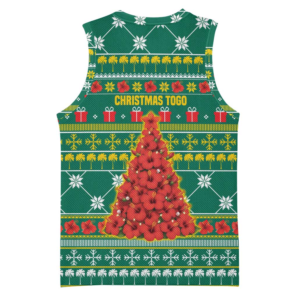 Togo Christmas Basketball Jersey with Santa Poinsettia Flower Tree Gifts and African Print Pattern - Wonder Print Shop