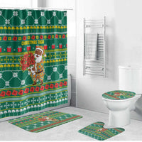 Togo Christmas Bathroom Set with Santa Poinsettia Flower Tree Gifts and African Print Pattern - Wonder Print Shop