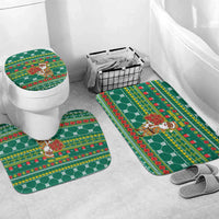 Togo Christmas Bathroom Set with Santa Poinsettia Flower Tree Gifts and African Print Pattern - Wonder Print Shop