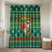 Togo Christmas Bathroom Set with Santa Poinsettia Flower Tree Gifts and African Print Pattern - Wonder Print Shop