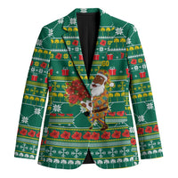 Togo Christmas Blazer with Santa Poinsettia Flower Tree Gifts and African Print Pattern - Wonder Print Shop