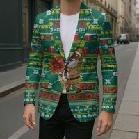Togo Christmas Blazer with Santa Poinsettia Flower Tree Gifts and African Print Pattern - Wonder Print Shop