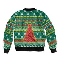 Togo Christmas Bomber Jacket with Santa Poinsettia Flower Tree Gifts and African Print Pattern - Wonder Print Shop