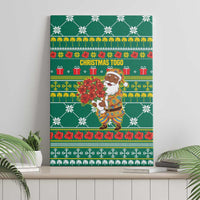 Togo Christmas Canvas Wall Art with Santa Poinsettia Flower Tree Gifts and African Print Pattern - Wonder Print Shop
