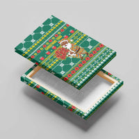 Togo Christmas Canvas Wall Art with Santa Poinsettia Flower Tree Gifts and African Print Pattern - Wonder Print Shop