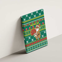 Togo Christmas Canvas Wall Art with Santa Poinsettia Flower Tree Gifts and African Print Pattern - Wonder Print Shop