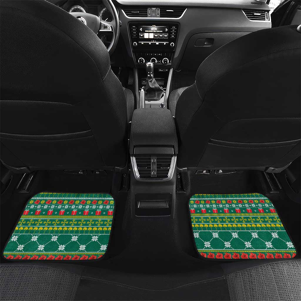 Togo Christmas Car Mats with Santa Poinsettia Flower Tree Gifts and African Print Pattern - Wonder Print Shop