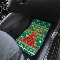 Togo Christmas Car Mats with Santa Poinsettia Flower Tree Gifts and African Print Pattern - Wonder Print Shop