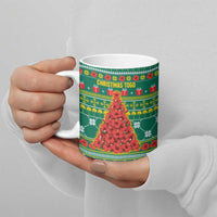 Togo Christmas Ceramic Mug with Santa Poinsettia Flower Tree Gifts and African Print Pattern - Wonder Print Shop