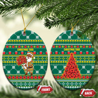 Togo Christmas Ceramic Ornament with Santa Poinsettia Flower Tree Gifts and African Print Pattern - Wonder Print Shop