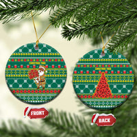 Togo Christmas Ceramic Ornament with Santa Poinsettia Flower Tree Gifts and African Print Pattern - Wonder Print Shop