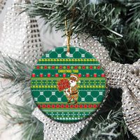 Togo Christmas Ceramic Ornament with Santa Poinsettia Flower Tree Gifts and African Print Pattern - Wonder Print Shop
