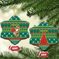 Togo Christmas Ceramic Ornament with Santa Poinsettia Flower Tree Gifts and African Print Pattern - Wonder Print Shop