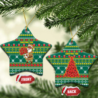 Togo Christmas Ceramic Ornament with Santa Poinsettia Flower Tree Gifts and African Print Pattern - Wonder Print Shop