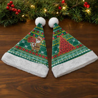 Togo Christmas Santa Hat with Santa Poinsettia Flower Tree Gifts and African Print Pattern - Wonder Print Shop