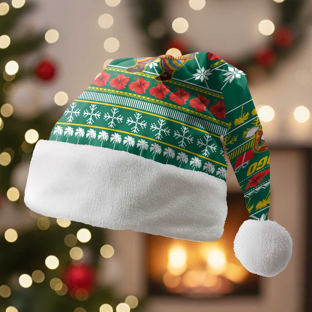 Togo Christmas Santa Hat with Santa Poinsettia Flower Tree Gifts and African Print Pattern - Wonder Print Shop