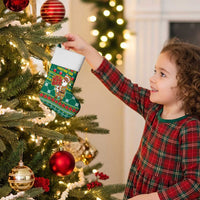 Togo Christmas Stocking with Santa Poinsettia Flower Tree Gifts and African Print Pattern - Wonder Print Shop