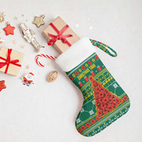 Togo Christmas Stocking with Santa Poinsettia Flower Tree Gifts and African Print Pattern - Wonder Print Shop
