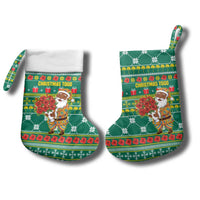 Togo Christmas Stocking with Santa Poinsettia Flower Tree Gifts and African Print Pattern - Wonder Print Shop