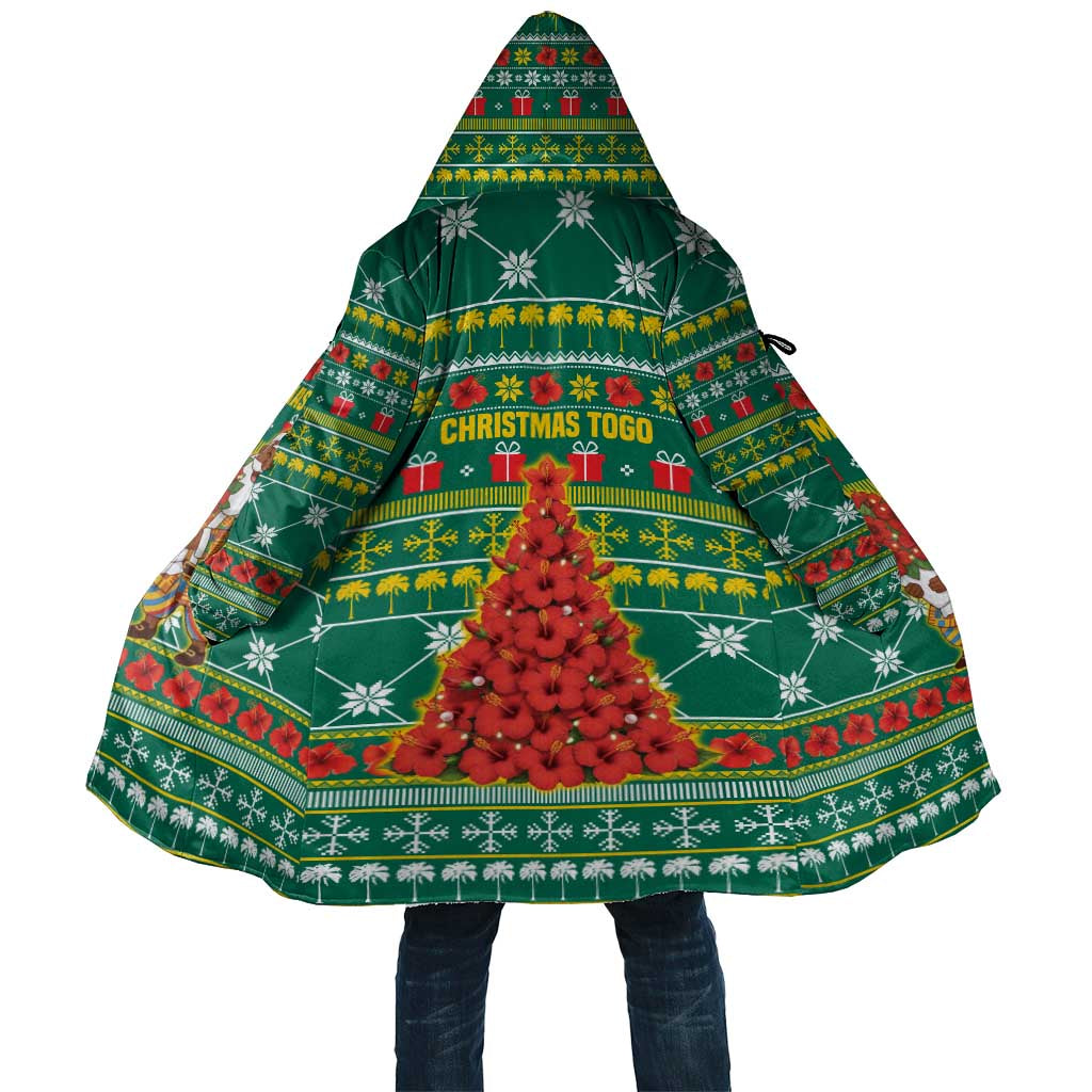Togo Christmas Cloak with Santa Poinsettia Flower Tree Gifts and African Print Pattern - Wonder Print Shop