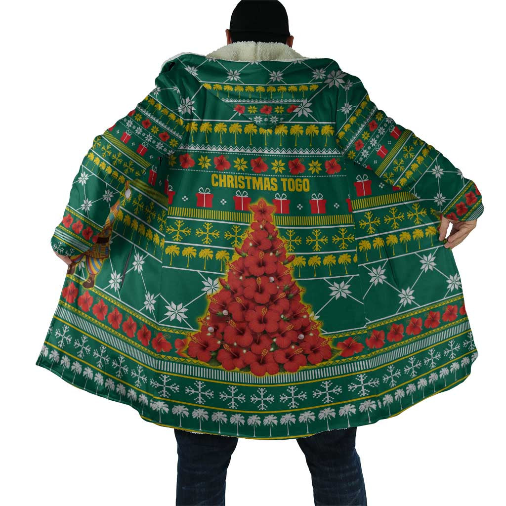 Togo Christmas Cloak with Santa Poinsettia Flower Tree Gifts and African Print Pattern - Wonder Print Shop