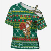 Togo Christmas Cross Shoulder Shirt with Santa Poinsettia Flower Tree Gifts and African Print Pattern - Wonder Print Shop