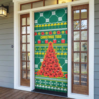 Togo Christmas Door Cover with Santa Poinsettia Flower Tree Gifts and African Print Pattern - Wonder Print Shop