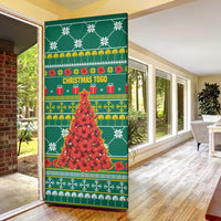 Togo Christmas Door Cover with Santa Poinsettia Flower Tree Gifts and African Print Pattern - Wonder Print Shop