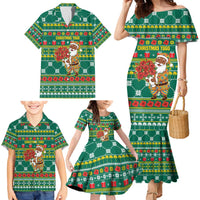 Togo Christmas Family Matching Mermaid Dress and Hawaiian Shirt with Santa Poinsettia Flower Tree Gifts and African Print Pattern - Wonder Print Shop