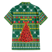 Togo Christmas Family Matching Off The Shoulder Long Sleeve Dress and Hawaiian Shirt with Santa Poinsettia Flower Tree Gifts and African Print Pattern - Wonder Print Shop