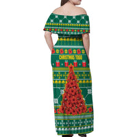 Togo Christmas Family Matching Off Shoulder Maxi Dress and Hawaiian Shirt with Santa Poinsettia Flower Tree Gifts and African Print Pattern - Wonder Print Shop