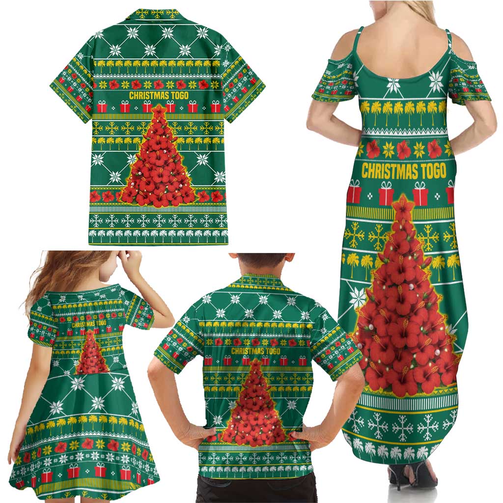 Togo Christmas Family Matching Summer Maxi Dress and Hawaiian Shirt with Santa Poinsettia Flower Tree Gifts and African Print Pattern - Wonder Print Shop